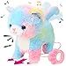 Hopearl Walking Cat Interactive Electronic Pet Singing Kitty Toy Remote Control Leash Animated Musical Kitten Miaow Wagging Tail Touch Recognition Gifts for Toddlers Birthday Rainbow 105 - Image 2