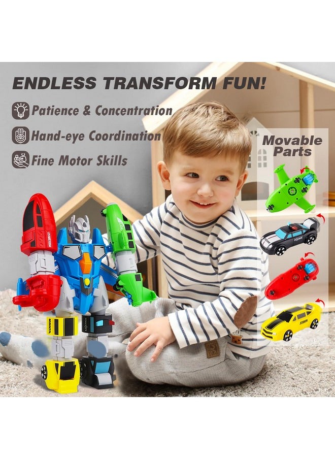 Sommer SOMMER 5-in-1 Magnetic Vehicles Toy Playset, Mix and Match STEM Stacking Assembling Car Kit with Storage Box, Transform into Robot, Birthday Gift for Toddler Kids 3 4 5 6 7 Year Old Boys Girls  - Image 3