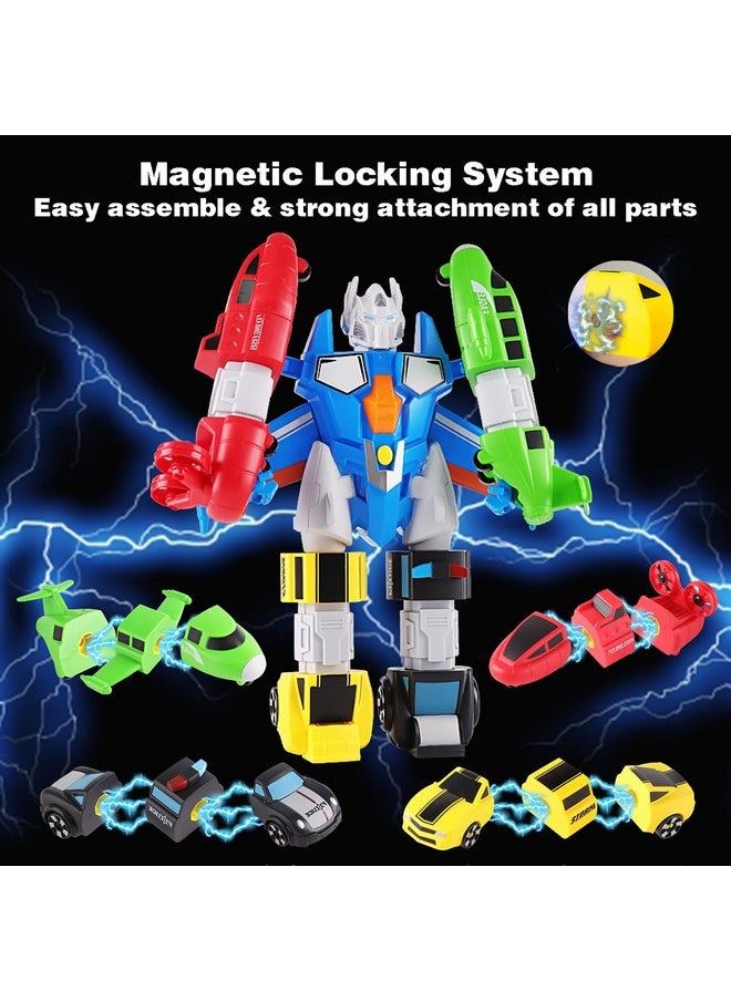 Sommer SOMMER 5-in-1 Magnetic Vehicles Toy Playset, Mix and Match STEM Stacking Assembling Car Kit with Storage Box, Transform into Robot, Birthday Gift for Toddler Kids 3 4 5 6 7 Year Old Boys Girls  - Image 2