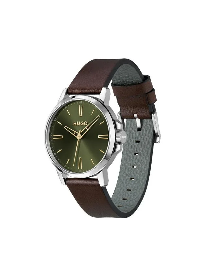 هوجو Quartz Movement analog Watch Leather Strap