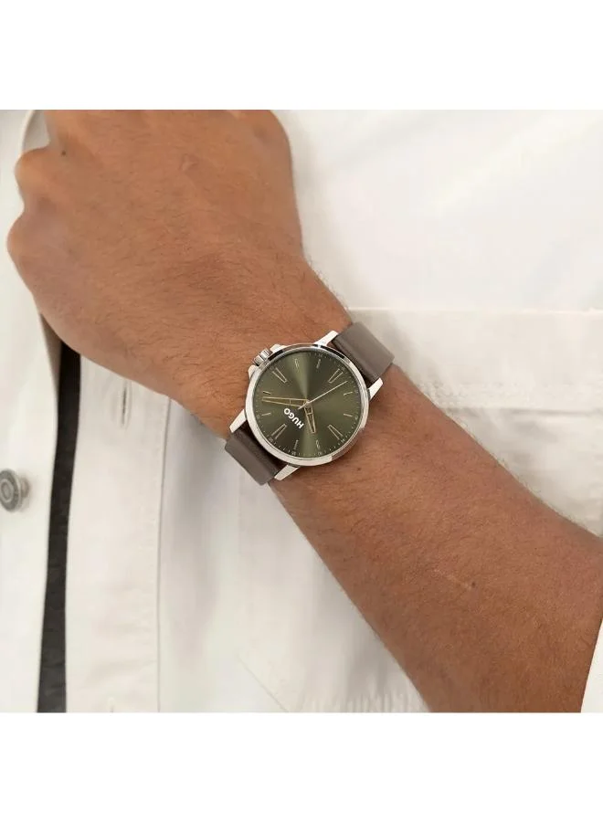 HUGO  Quartz Movement analog Watch Leather Strap for Men | Best Price UAE
