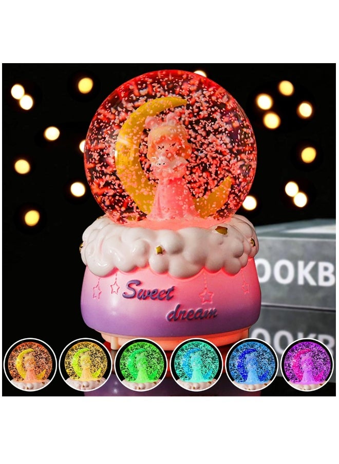 Generic Snow Globes, Crystal Ball with Musical, LED Lights, Cute Princess Snow Globe, Manual Snow Drifting, Gifts for Girls, Birthday New Year Gift for Girls Aged 3-12 (Pink)  - Image 5