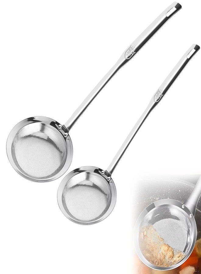 aeloer Fine Mesh Stainless Steel Sieve Colander(2 Pack, Large+Small), Mesh Strainer for Cooking Oil, Skimmer Spoon Filte Grease Foam, Food Strainer Kitchen Gadgets - Image 1