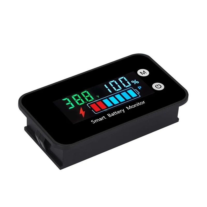 Waterproof Digital Battery Capacitance Tester 7-100V Voltage and Power Display Li-ion Lead Acid Battery Electric Car Motorcycle Battery Monitor Colour Screen (Temperature + Alarm) IPX7 Waterproof - Image 2