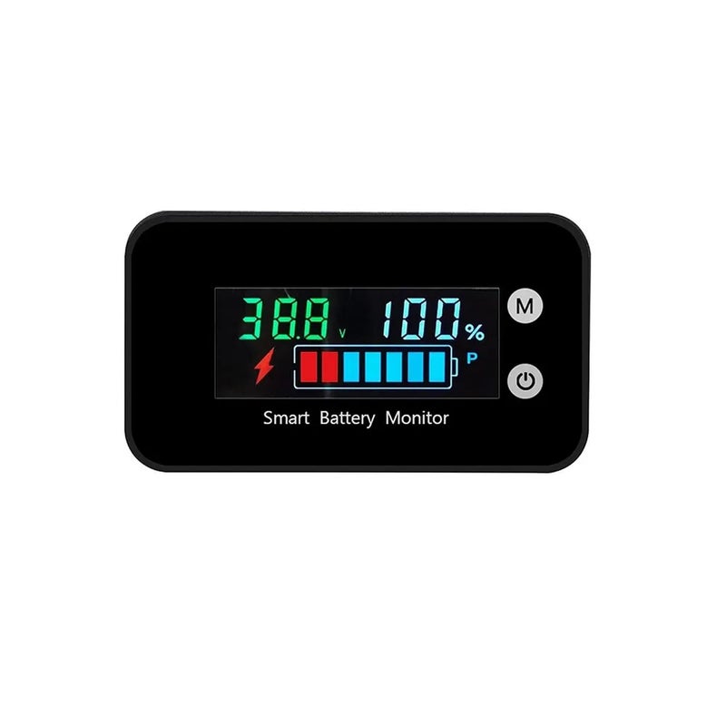 Waterproof Digital Battery Capacitance Tester 7-100V Voltage and Power Display Li-ion Lead Acid Battery Electric Car Motorcycle Battery Monitor Colour Screen (Temperature + Alarm) IPX7 Waterproof - Image 1