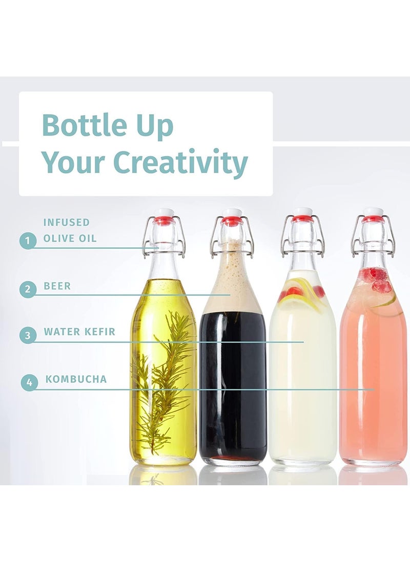 JARXCOS - JARXCOS Swing Top Glass Bottles with Plastic Caps 500 ML Clear Glass Bottle for Kombucha Fermenting Beer Brewing Juicing Wine and Milk Set of 6 - Image 1