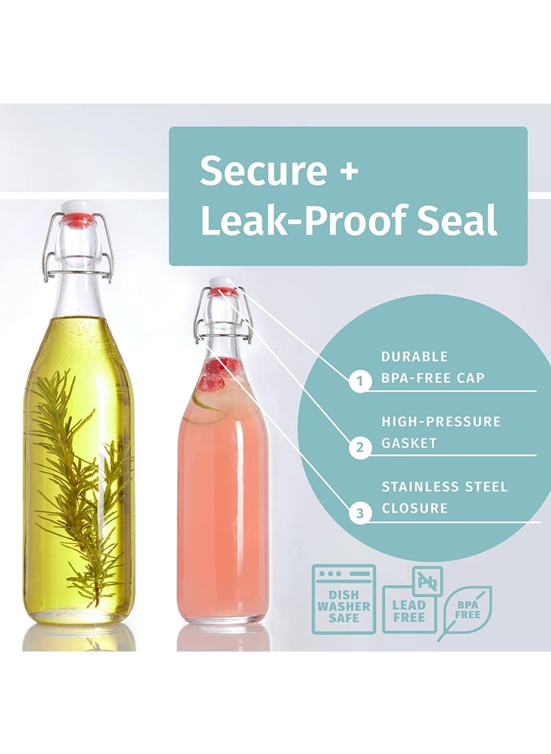 JARXCOS - JARXCOS Swing Top Glass Bottles with Plastic Caps 500 ML Clear Glass Bottle for Kombucha Fermenting Beer Brewing Juicing Wine and Milk Set of 6 - Image 1