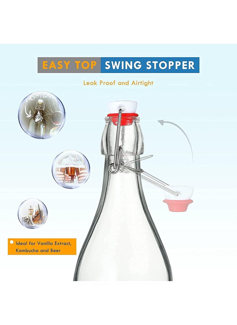 JARXCOS - JARXCOS Swing Top Glass Bottles with Plastic Caps 500 ML Clear Glass Bottle for Kombucha Fermenting Beer Brewing Juicing Wine and Milk Set of 6 - Image 1