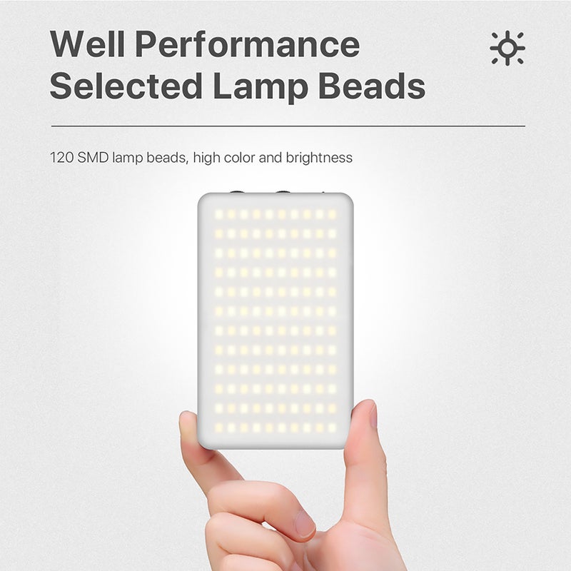 مصباح فيديو LED مصغر ذو درجة لونية مزدوجة VIJIM VL120 3200 كلفن-6500 كلفن - مصباح تعويض فوتوغرافي قابل للتعديل وبنسبة CRI95+ وبطارقة شحن داخلية مع غلاف سيليكون ومحول محاور حادة باللون - Image 3