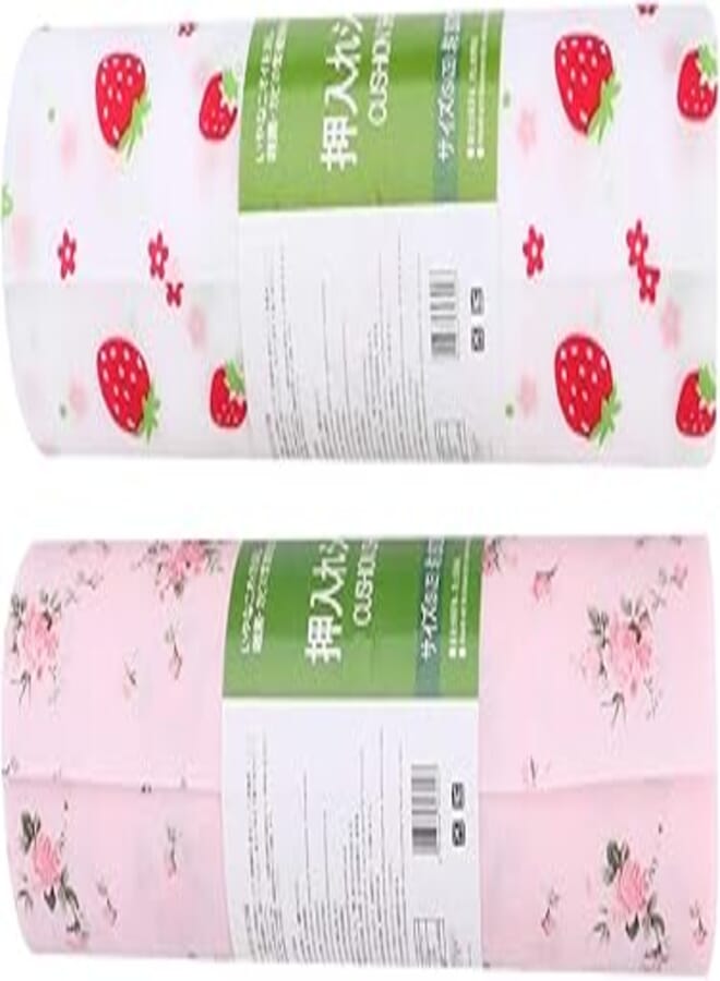 DOITOOL 2 Rolls Waterproof Shelf Liners Kitchen Drawer Mats Anti- Oil Rose Strawberry Printed Cupboard Pad Refrigerator Liners Table Place Mat for Kitchen Cabinet