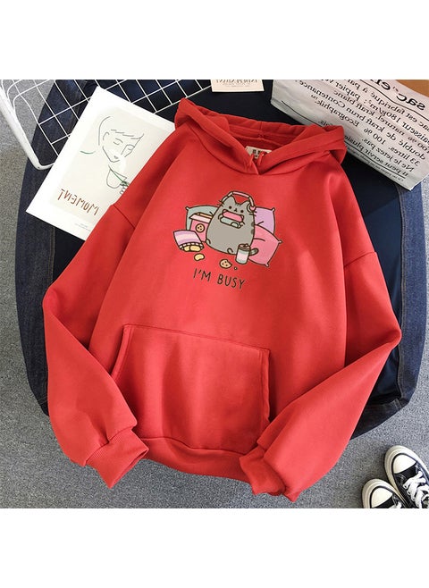 2024 Womens Animal Print Crewneck Sweatshirt red