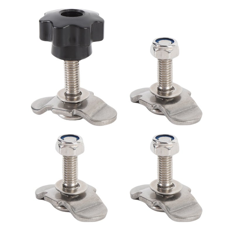 L Track Tie Down Fittings 4-Pack Stainless Steel - 5500 Lbs Breaking Strength L Track Fasteners for Truck Trailer RV ATV Cargo Control - Image 1