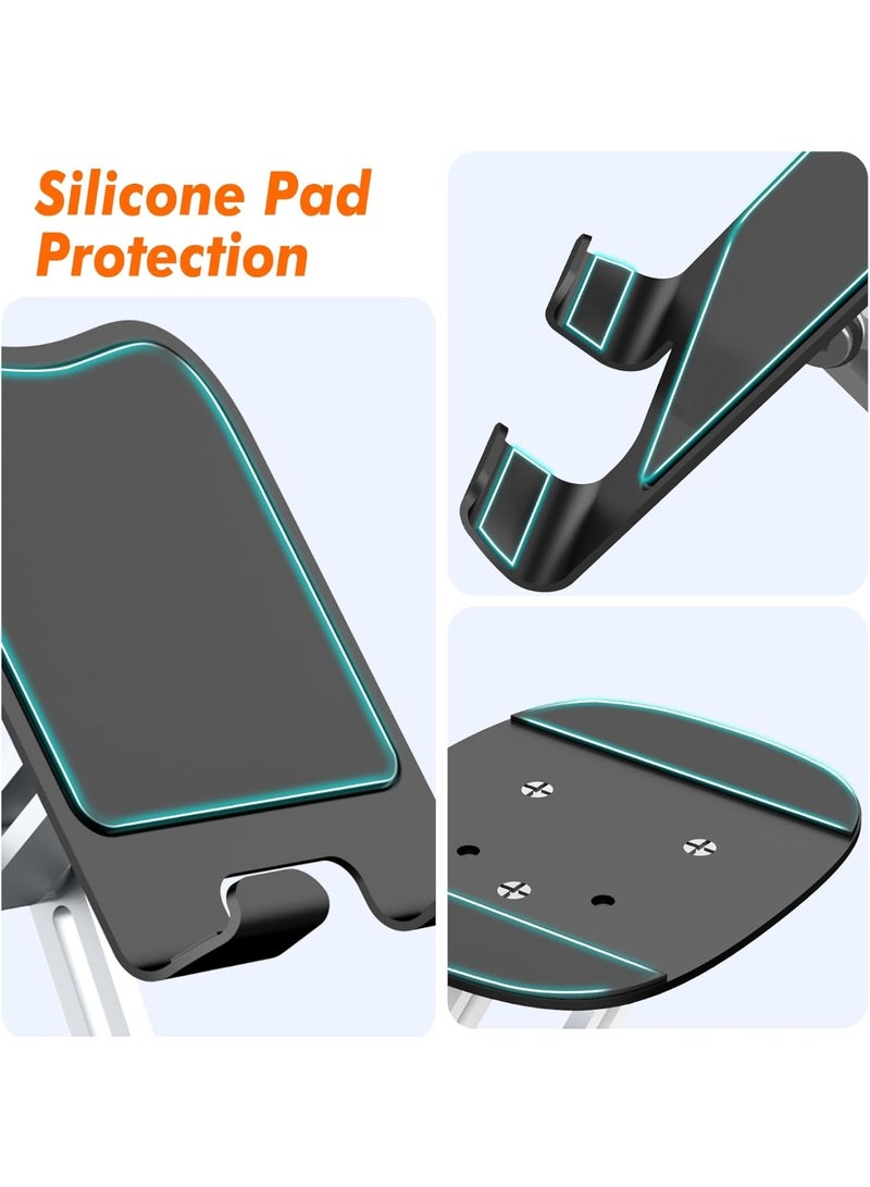 Q17-L Metal Cell Phone Stand for Desk, Adjustable Foldable Desktop Phone Holder, 360 Degree Rotating Phone Stand for Recording - Image 2