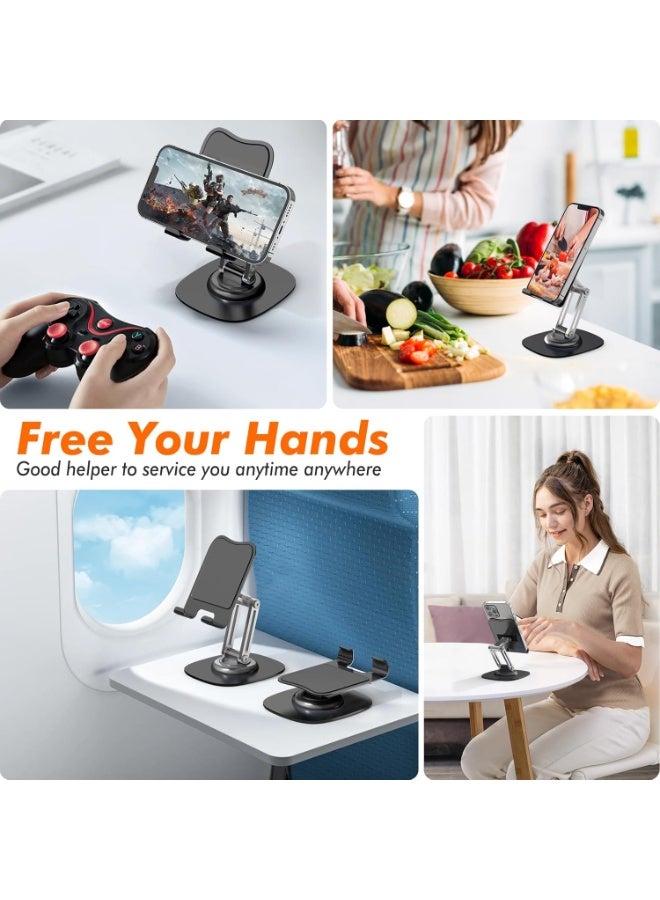 Q17-L Metal Cell Phone Stand for Desk, Adjustable Foldable Desktop Phone Holder, 360 Degree Rotating Phone Stand for Recording - Image 4