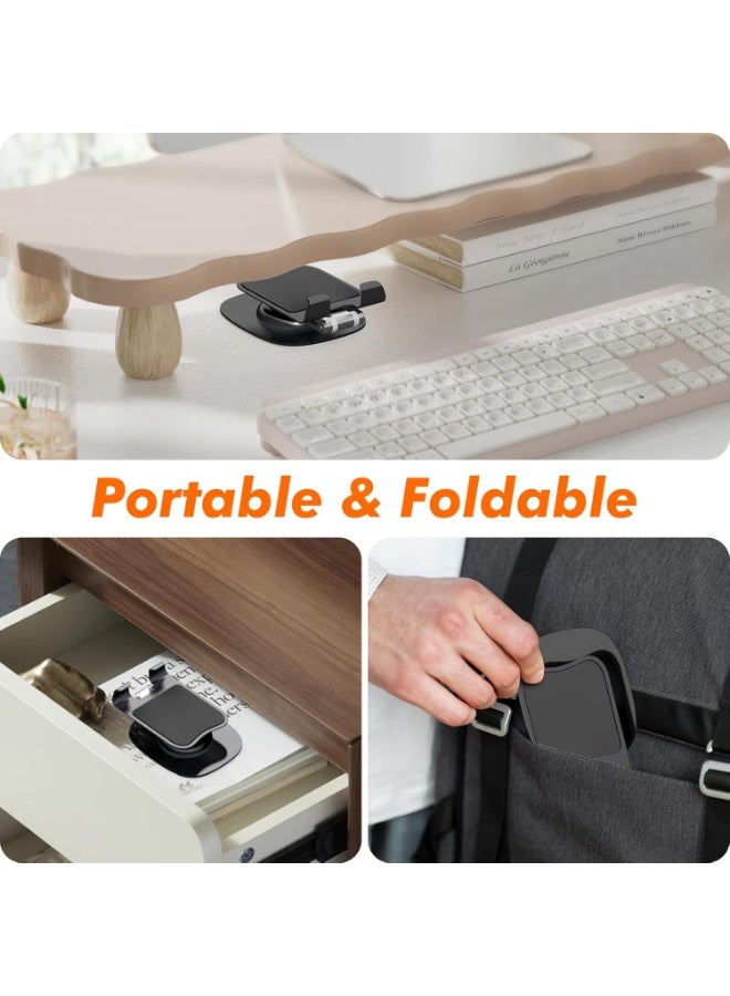 Q17-L Metal Cell Phone Stand for Desk, Adjustable Foldable Desktop Phone Holder, 360 Degree Rotating Phone Stand for Recording - Image 3