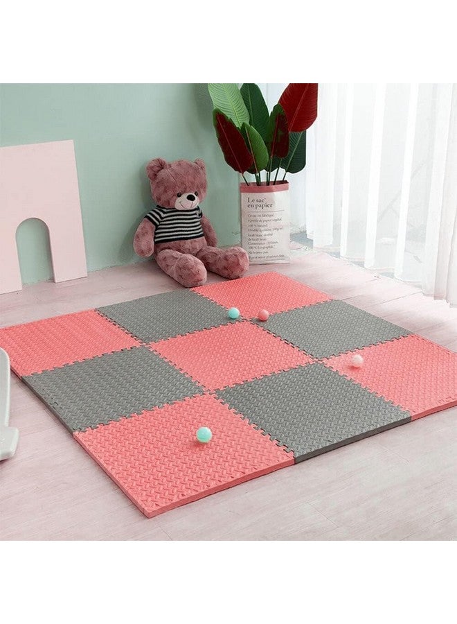سيجناترون سجادة تمارين ألغاز للأطفال من سيجناترون، 9 قطع، بمساحة 36 قدمًا مربعًا، مع بلاط متشابك من إسفنج إيثيلين فينيل أسيتات، وأرضيات واقية للمكتب والمنزل والمدرسة وصالة الألعاب الرياضية (أحمر - رمادي) - Image 1