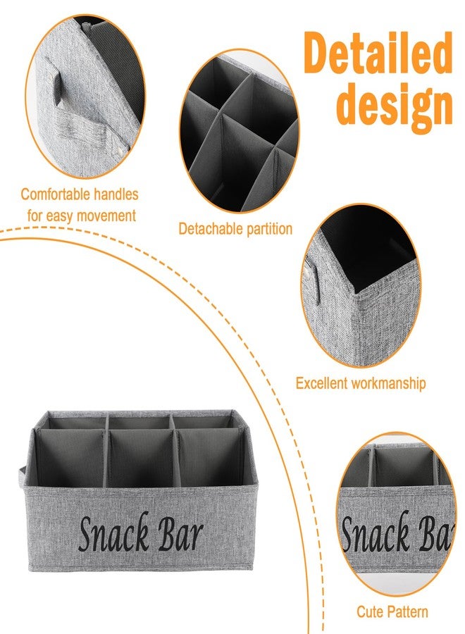Xbopetda Snack Organizer for Countertop, Fabric Snack Organizer with Handles, 6 Compartment Snack Box Container Snack Basket, Snack Bar Station Organizer, Kitchen Cabinet Pantry Organizer and Storage - Image 2