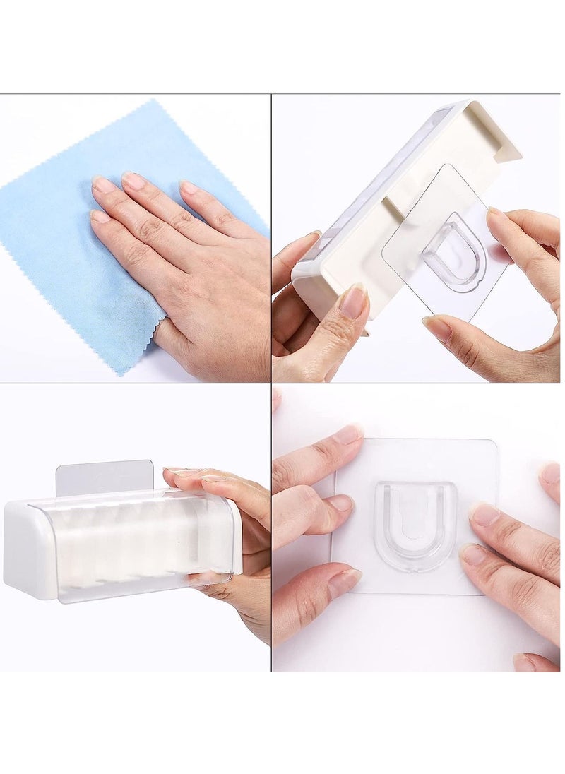 SYOSI - 5 Slots Toothbrush Holder Wall Mounted with Cover, Toothbrush Organizer Hanger, Self Adhesive Toothbrush Storage Stand Rack for Bathrooms, Hanging Wall Toothbrush Holder for Shower, Mirror, RV - Image 1