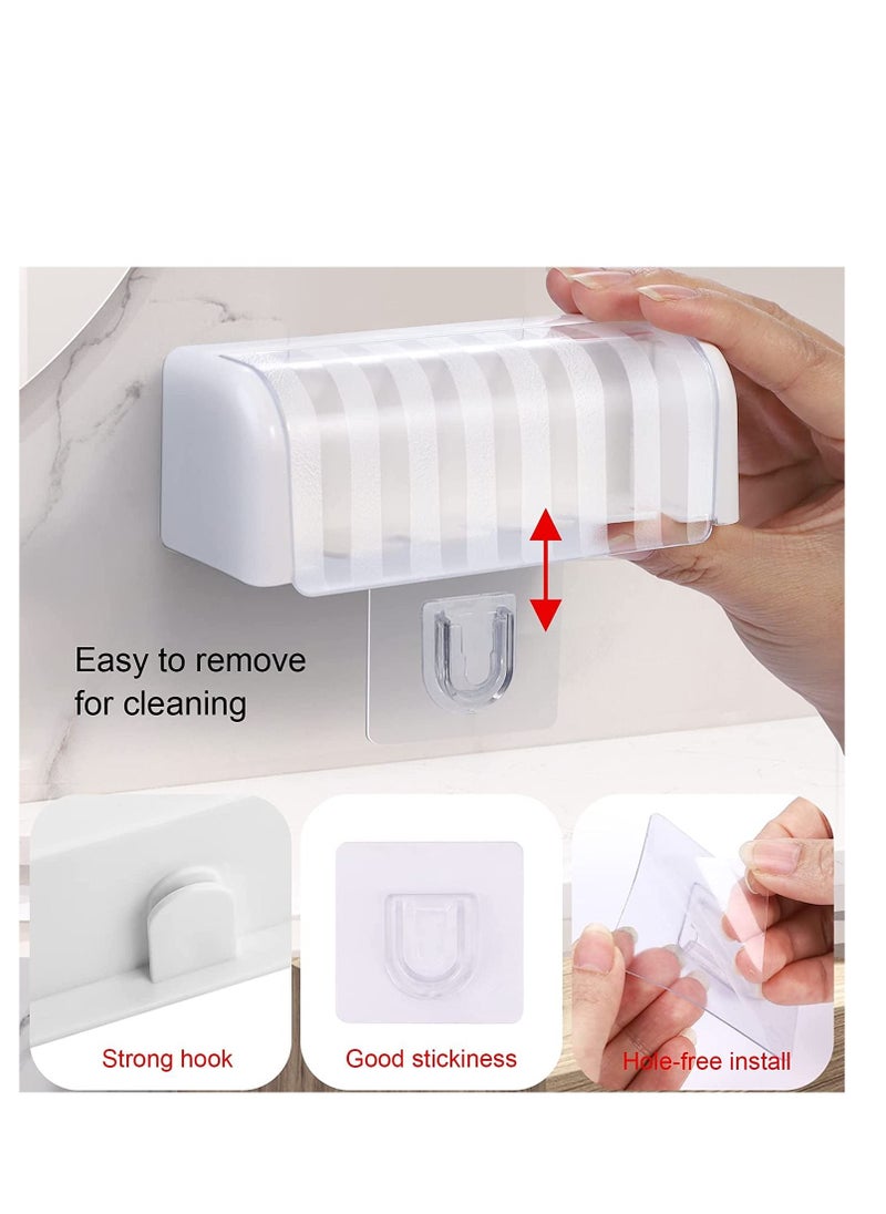 SYOSI - 5 Slots Toothbrush Holder Wall Mounted with Cover, Toothbrush Organizer Hanger, Self Adhesive Toothbrush Storage Stand Rack for Bathrooms, Hanging Wall Toothbrush Holder for Shower, Mirror, RV - Image 1