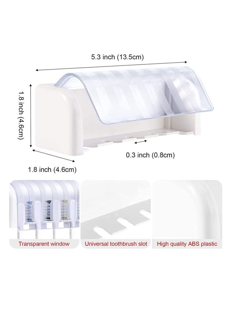 SYOSI - 5 Slots Toothbrush Holder Wall Mounted with Cover, Toothbrush Organizer Hanger, Self Adhesive Toothbrush Storage Stand Rack for Bathrooms, Hanging Wall Toothbrush Holder for Shower, Mirror, RV - Image 1