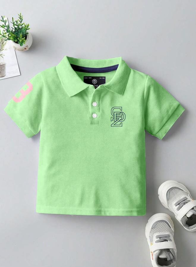 كوديز تيشيرت بولو قطني للأطفال بلون أخضر - Image 1