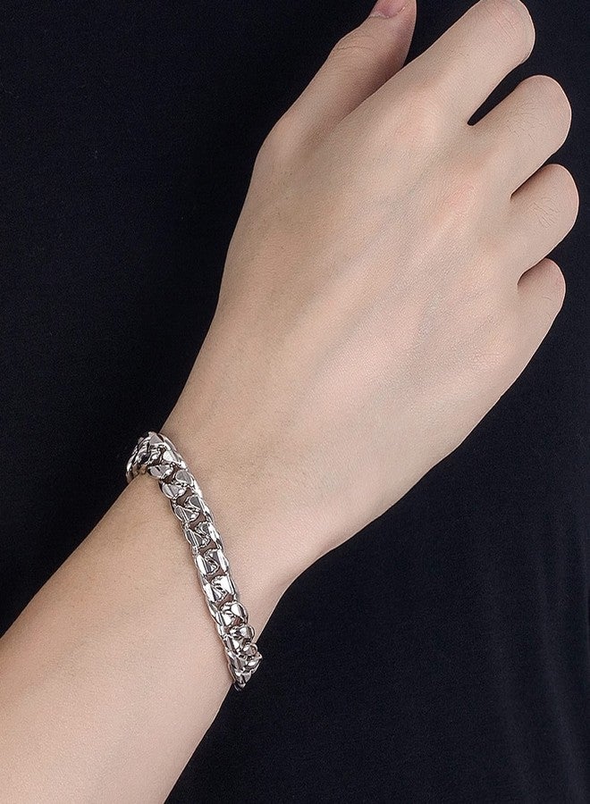 Dankadi Men 925 Sterling Silver Solid Miami Cuban Link Chain Bracelet -10MM - 12MM- Curb Cuban Bangle 7" 7.5" 8" 8.5" 9" 9.5"10" Thick Big Link Man Teen Boys Jewelry Gift, 9", no gemstone - Image 2