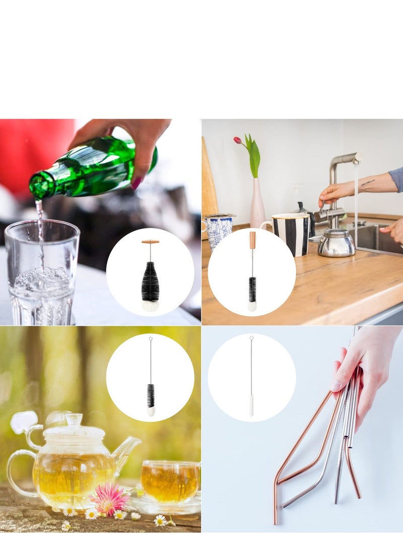 Generic - Cleaning Bottle Brush, Bottle Brush Cleaning Set for cleaning Narrow Neck glass pipe, w i n e Glass, Tea Coffee Cup, Sports Water Bottles, Kettle Brush, Straw brush, Tube and baby bottle brush4 Pack - Image 1
