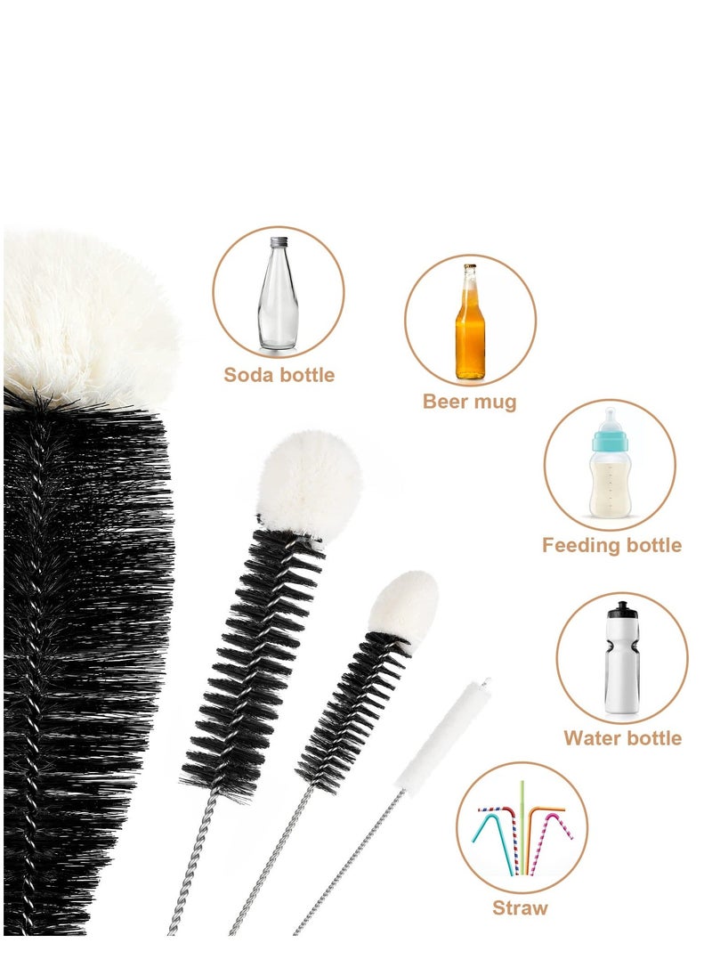 Generic - Cleaning Bottle Brush, Bottle Brush Cleaning Set for cleaning Narrow Neck glass pipe, w i n e Glass, Tea Coffee Cup, Sports Water Bottles, Kettle Brush, Straw brush, Tube and baby bottle brush4 Pack - Image 1