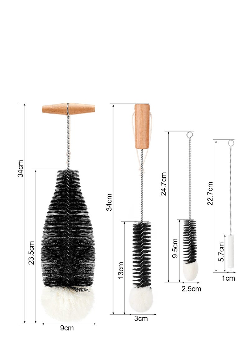 Generic - Cleaning Bottle Brush, Bottle Brush Cleaning Set for cleaning Narrow Neck glass pipe, w i n e Glass, Tea Coffee Cup, Sports Water Bottles, Kettle Brush, Straw brush, Tube and baby bottle brush4 Pack - Image 1