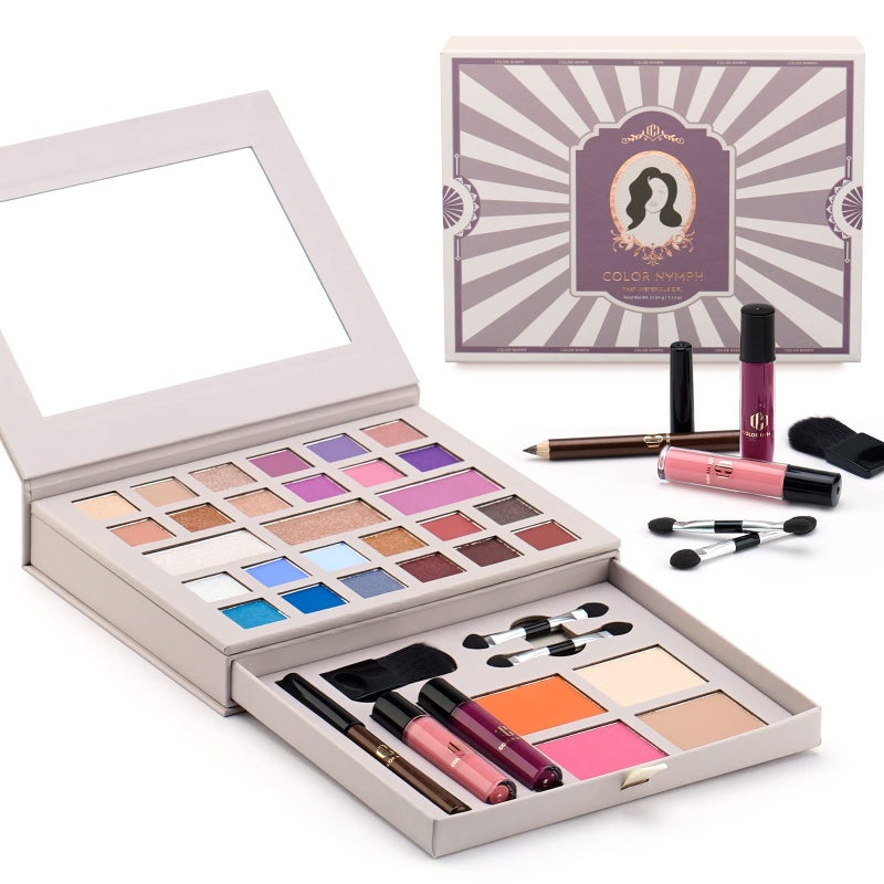 Color Nymph Makeup Kit for Women Full Kit Makeup Gift Set All in One Makeup Kit with 24 Colors of Eyeshadow, Makeup Brushes, Lip Glosses, Eyeliner Pencil, Mirror - Image 1