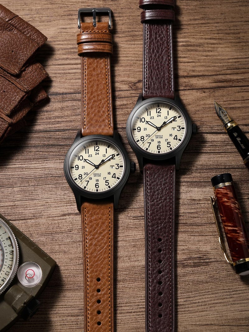 Getalia Italian leather Watch Band Tuscany Natural Vegetable-Tanned Full Grain Genuine Leather, Skin-Safe, Quick Release Replacement Watch Straps for Men and Women Thin and Soft (Coffeeï¼šWidth-20mm) - Image 4