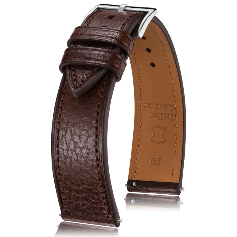 Getalia Italian leather Watch Band Tuscany Natural Vegetable-Tanned Full Grain Genuine Leather, Skin-Safe, Quick Release Replacement Watch Straps for Men and Women Thin and Soft (Coffeeï¼šWidth-20mm) - Image 1