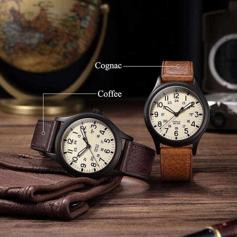 Getalia Italian leather Watch Band Tuscany Natural Vegetable-Tanned Full Grain Genuine Leather, Skin-Safe, Quick Release Replacement Watch Straps for Men and Women Thin and Soft (Coffeeï¼šWidth-20mm) - Image 3