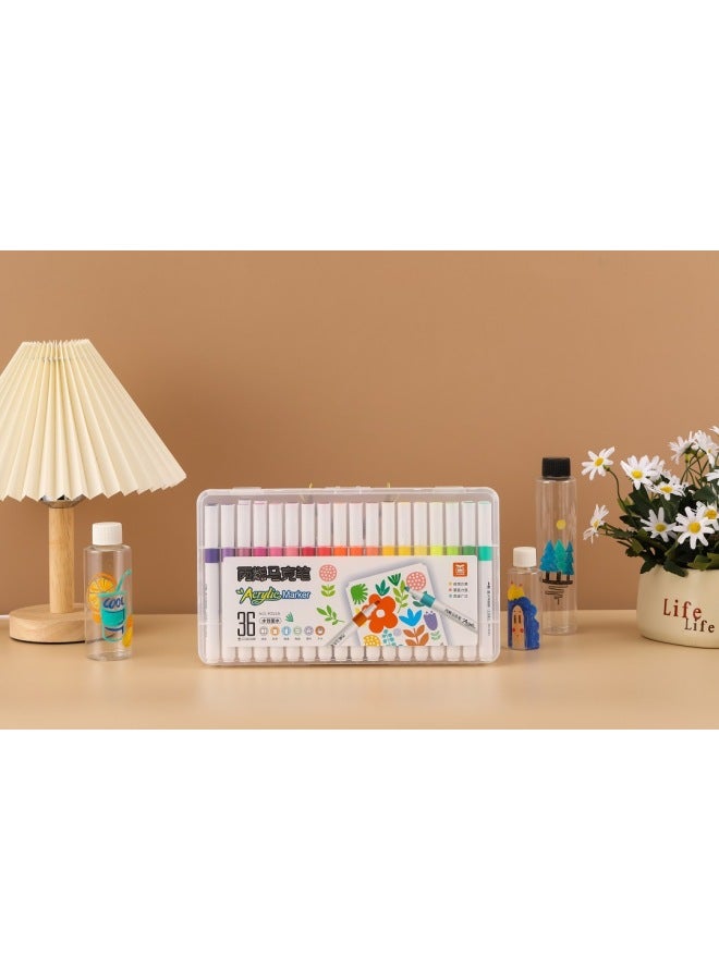 دي كيه قلم الأكريليك متعدد الألوان للطلاب - 36 لون - ماركر أكريليك متعدد الاستخدامات للرسم والتلوين - Image 1