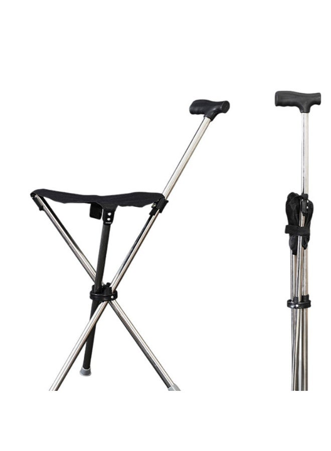 Sisily Foldable Walking Cane with Seat - Supports 300 Jin (150kg) Load, Dual-Use Tripod Cane Chair - Image 3