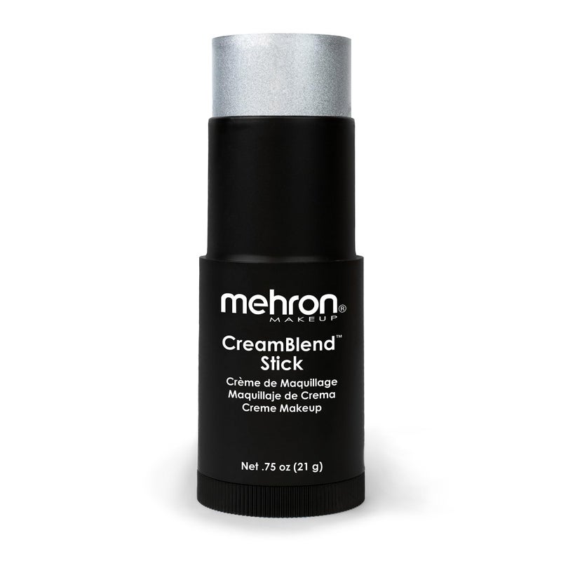 Mehron Makeup CreamBlend Stick | Face Paint, Body Paint, & Foundation Cream Makeup | Perfect for Halloween .75 oz (21 g) (Silver) - Image 1