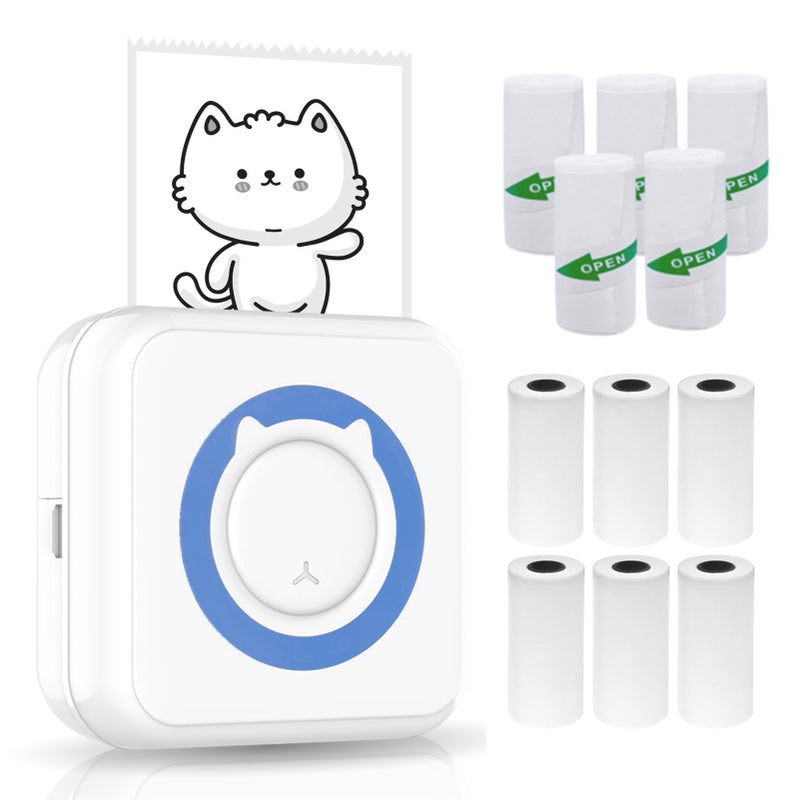 All-in-one Photo Printer Multifunction Portable Printer Wireless Instant Mini Printer Support BT Connection for Smartphone with 6 Thermal Paper Rolls and 5 Self-adhesive Paper Rolls 57mm Compatible - Image 1