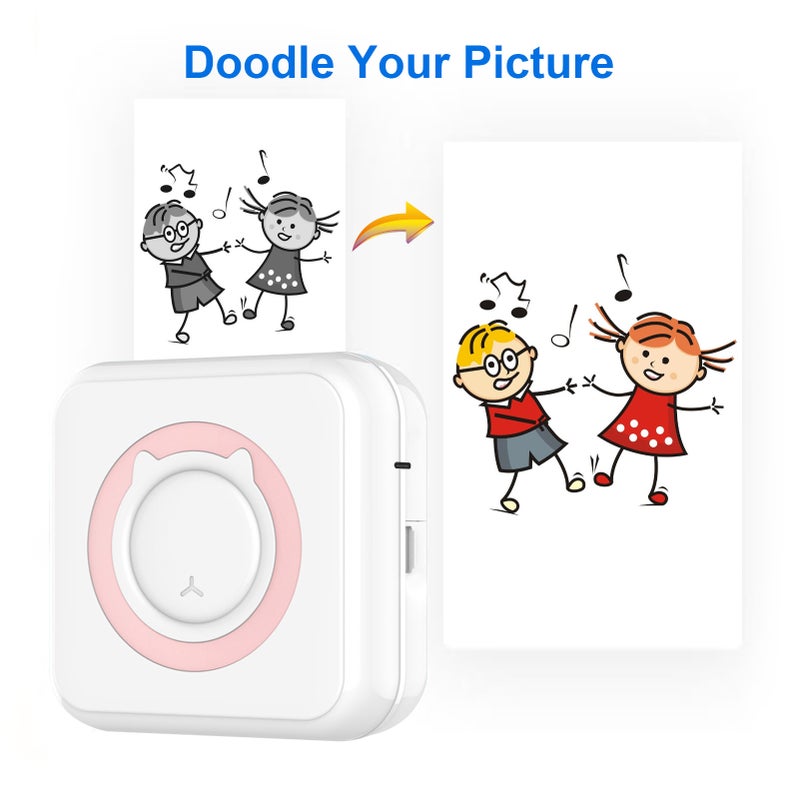 All-in-one Photo Printer Multifunction Portable Printer Wireless Instant Mini Printer Support BT Connection for Smartphone with 6 Thermal Paper Rolls and 5 Self-adhesive Paper Rolls 57mm Compatible - Image 2