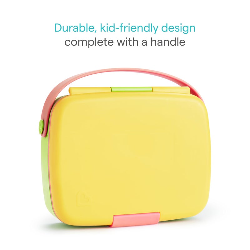 Munchkin Lunch Bento Box for Kids and Toddlers, Includes Stainless Steel Utensils, BPA-Free, 18 Months and Up, Pink/Green/Yellow - Image 4