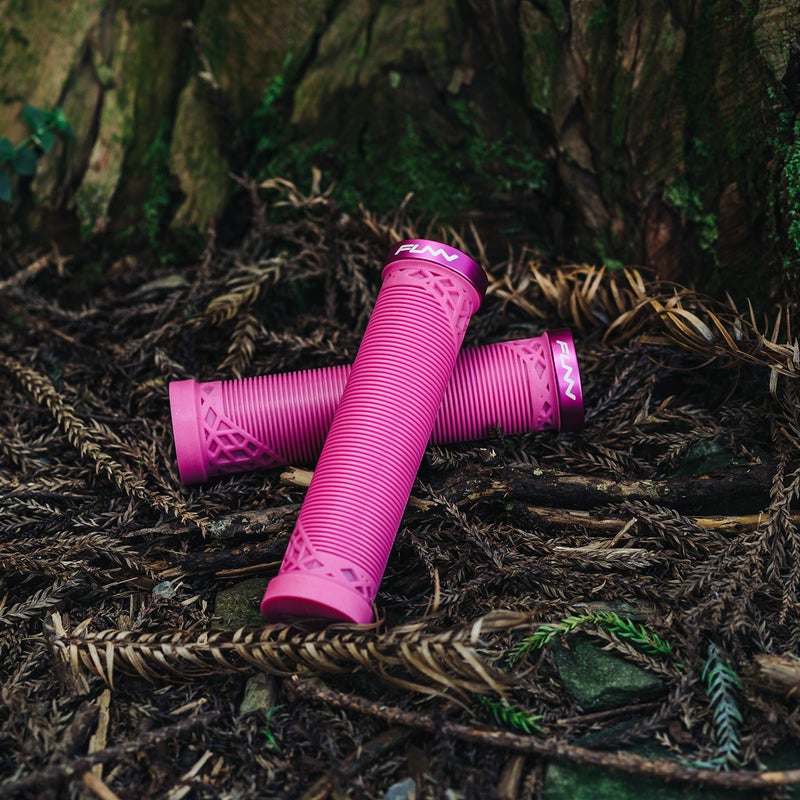 Funn Hilt Mountain Bike Handlebar Grips with Single Lock On Clamp, Lightweight and Ergonomic Bicycle Handlebar Grips with 22 mm Inner Diameter, Unique Patterned Bicycle Grips for MTB/BMX (Pink) - Image 2