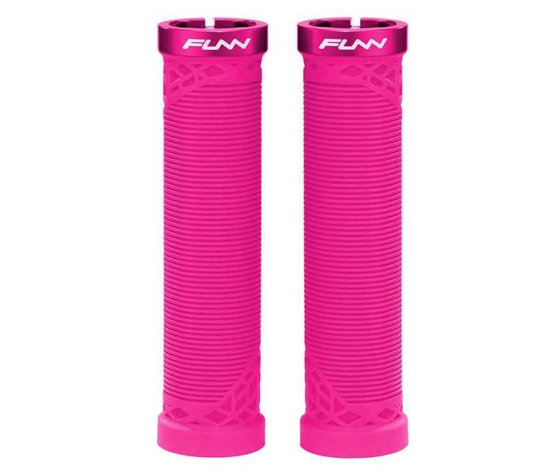 Funn Hilt Mountain Bike Handlebar Grips with Single Lock On Clamp, Lightweight and Ergonomic Bicycle Handlebar Grips with 22 mm Inner Diameter, Unique Patterned Bicycle Grips for MTB/BMX (Pink) - Image 1