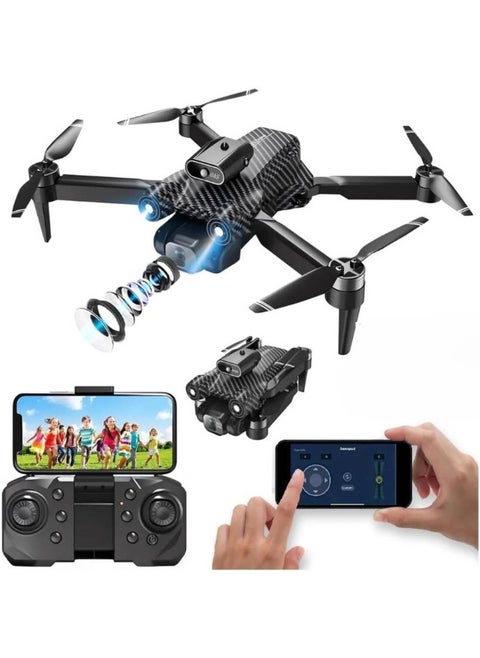 P12 Pro Foldable Drone with Dual 4K Front & 1080P Bottom HD Cameras | 120° Wide-Angle Lens & FPV Live Video Transmission | Gesture & Voice Control for Hands-Free Use | One-Key Takeoff/Landing | Lightweight and Portable Design | Long Battery Life for Extended Flight Time | Ideal for Beginners, Kids, and First-Time Flyers