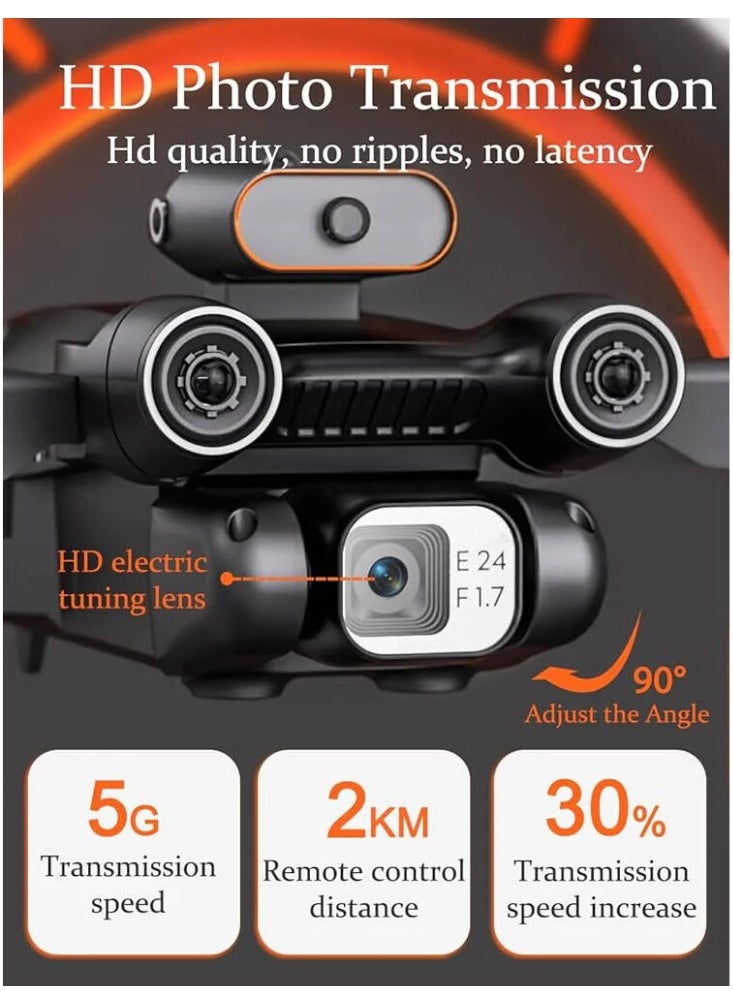 P12 Pro Foldable Drone with Dual 4K Front & 1080P Bottom HD Cameras | 120° Wide-Angle Lens & FPV Live Video Transmission | Gesture & Voice Control for Hands-Free Use | One-Key Takeoff/Landing | Lightweight and Portable Design | Long Battery Life for Extended Flight Time | Ideal for Beginners, Kids, and First-Time Flyers
