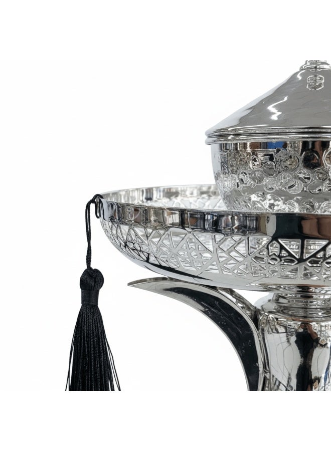 AKDC Silver Metal Candy Tray with Dallah Base - 30x23 cm - Image 2
