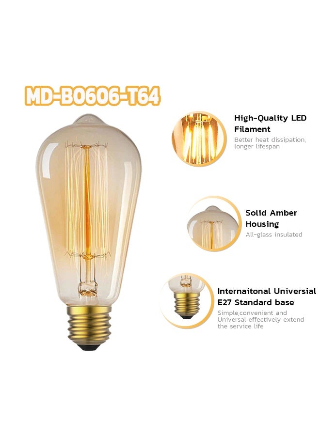 مودي مجموعة أضواء LED بيضاء دافئة عتيقة - كابل 10 أمتار مع 20 حاملًا للمصباح + 20 مصباح LED على طراز Edison - إضاءة ديكورية داخلية وخارجية - Image 4