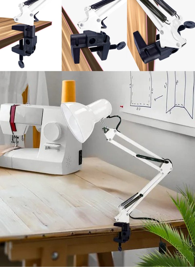 GGOOT Sparkling and wonderful metal swing arm desk lamp, multi joint adjustable arm LED desk lamp, with interchangeable base or fixture, suitable for work and gaming. Desk lamp (white body, 1 bulb), E27 base - Image 2