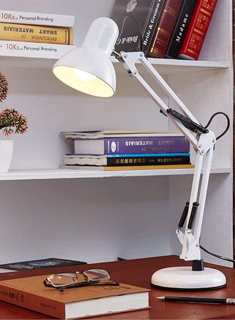 GGOOT Sparkling and wonderful metal swing arm desk lamp, multi joint adjustable arm LED desk lamp, with interchangeable base or fixture, suitable for work and gaming. Desk lamp (white body, 1 bulb), E27 base - Image 4