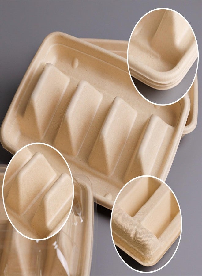 Hyuetrsa 100 Pcs Disposable Taco Holder for Party, 3 Compartments Paper Taco Tray Holder, Disposable Taco Plates with Dividers Taco Stand for Taco Tuesday Lazy Susan Taco Bar - Image 3