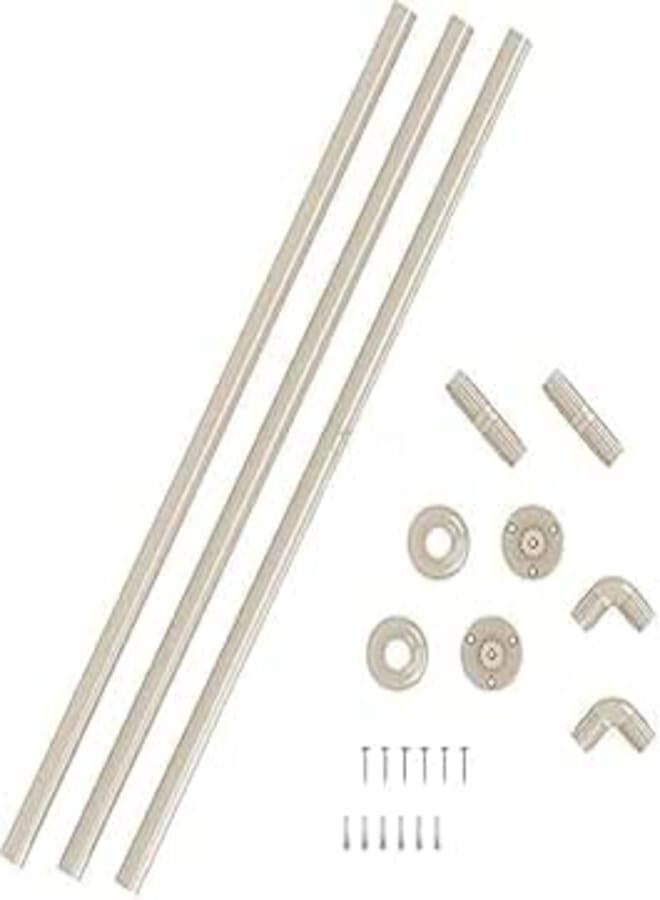Adjustable Shower Curtain Rod U or L Shape 90cm Beige Color with Mounting Accessories