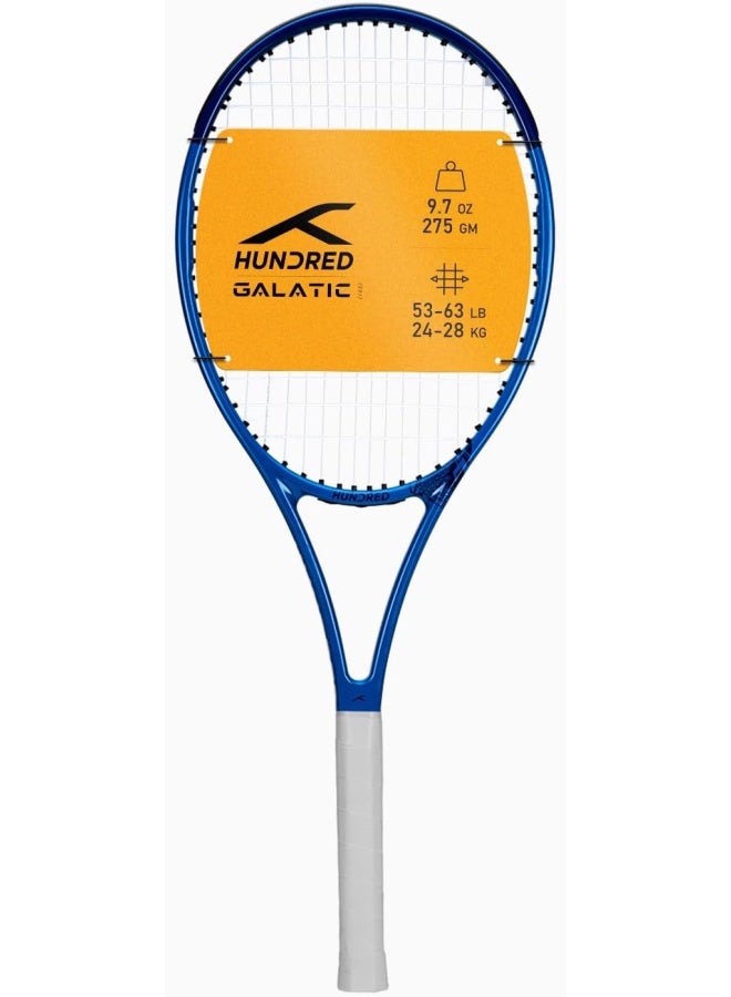 HUNDRED Galactic Strung Tennis Racket With Full Cover | 4 Points Head Light | Grip Size 2 (4 1/4 Inches) | 275 Grams (Navy/Blue) - Image 1